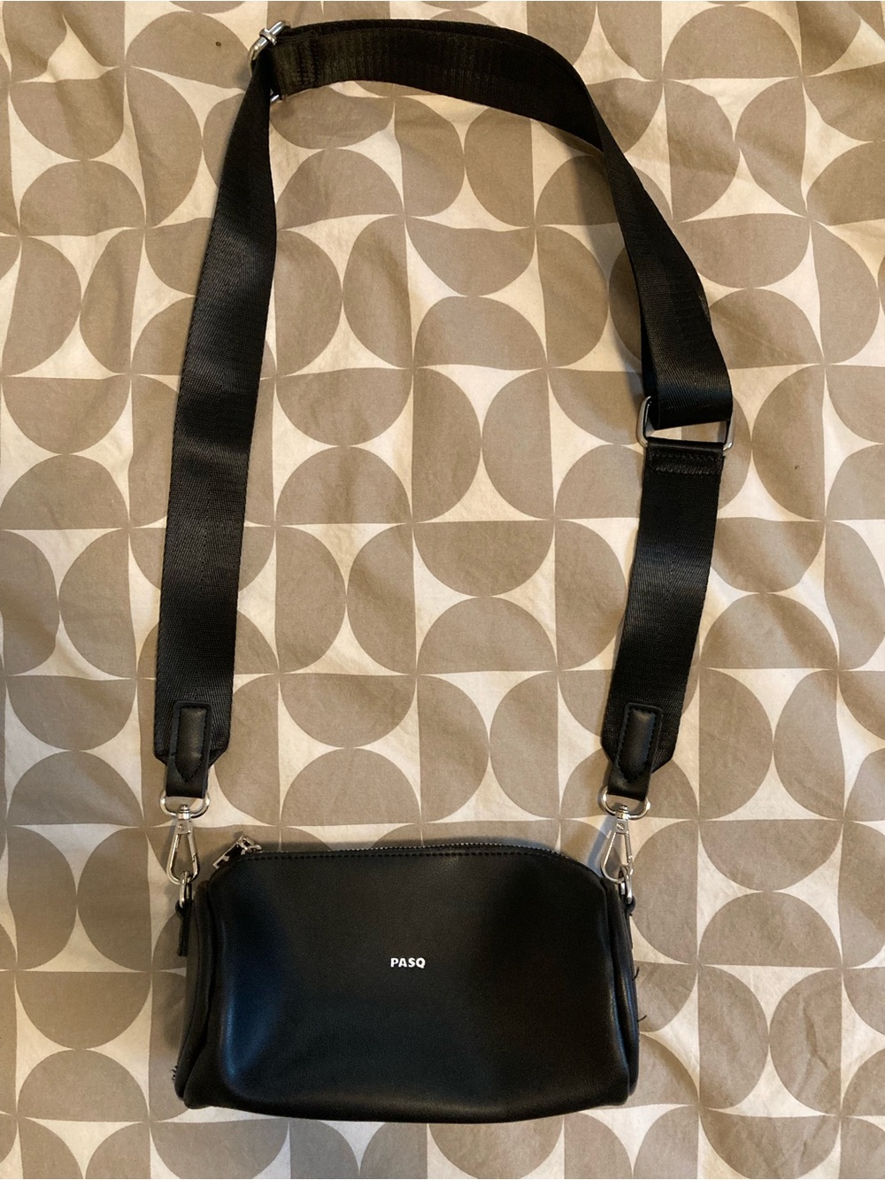 ASOS PASQ Black Faux Leather Crossbody Bag with Wide Strap